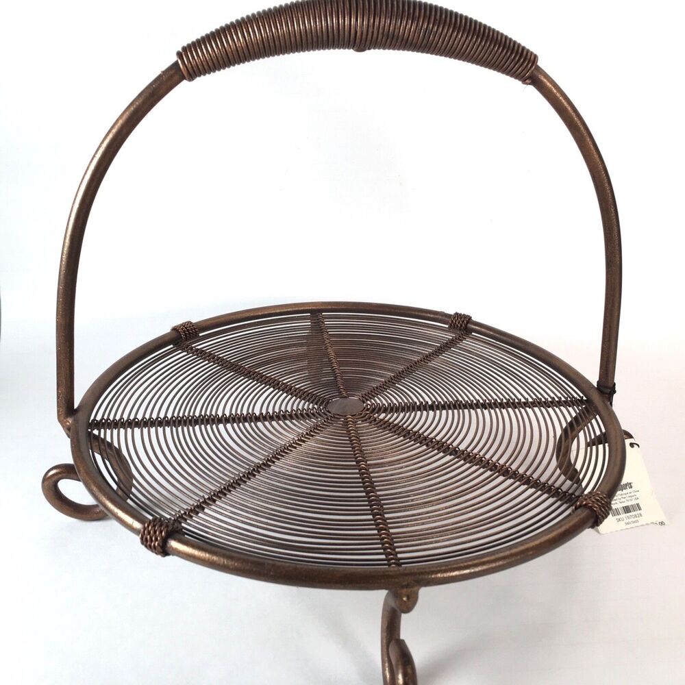 NEW Pier 1 Imports Copper Tone Footed Wire Buffet Server With Handle 10.5" Wide